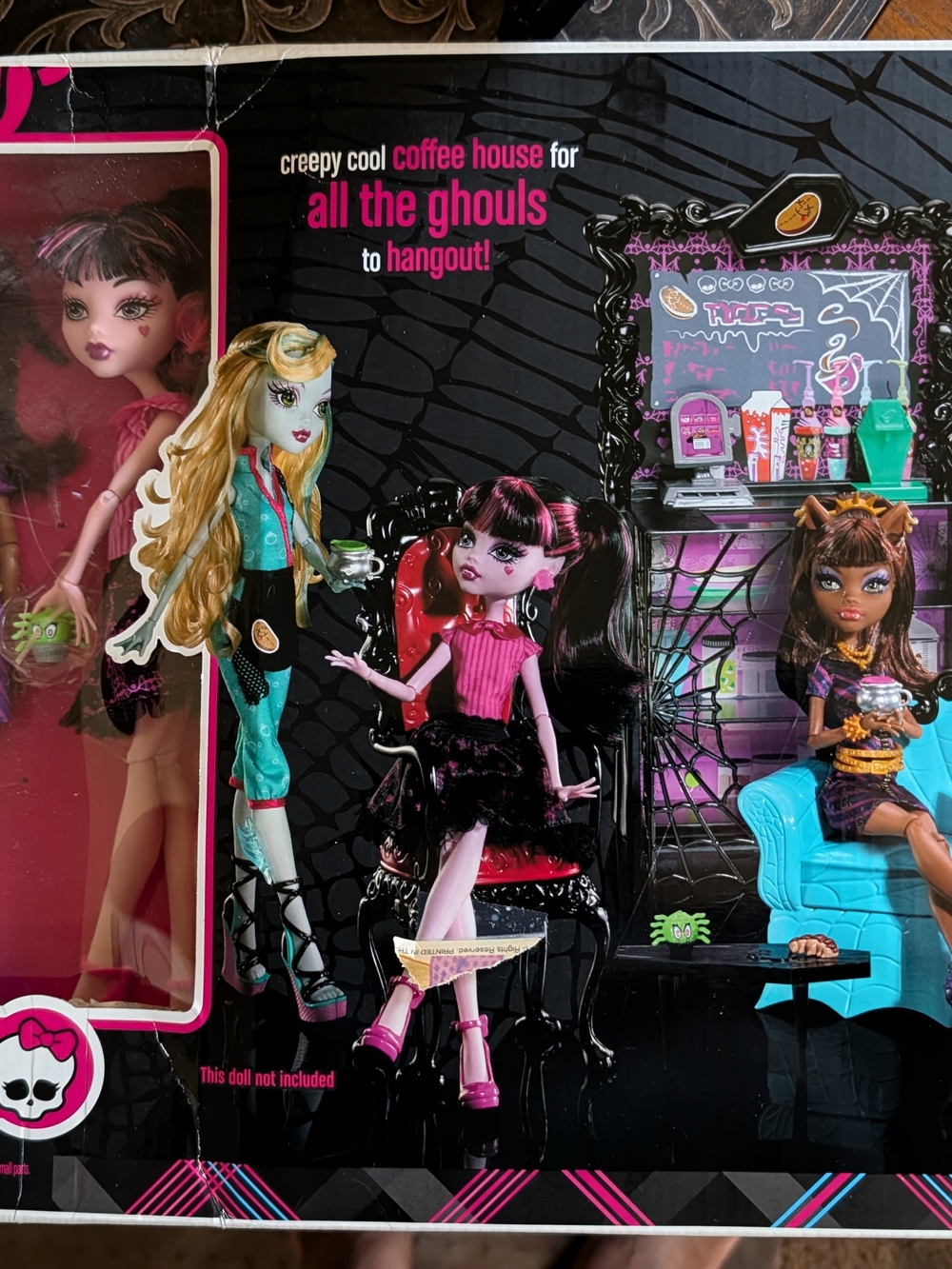 Monster High Coffee Shop Scene — Black, Pink, Teal, Purple Accents